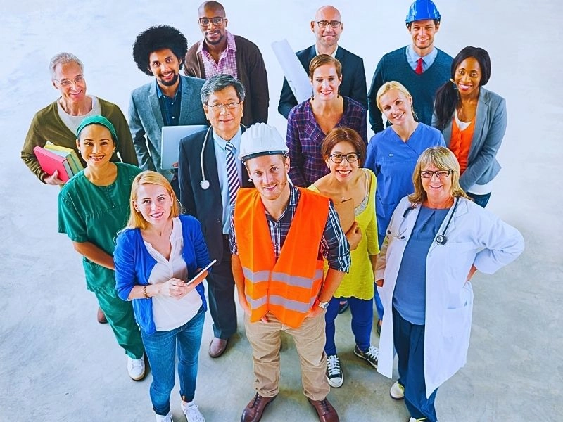 Group of diverse occupation people.