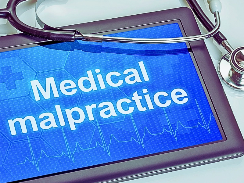 tablet with phrase Medical Malpractice on screen