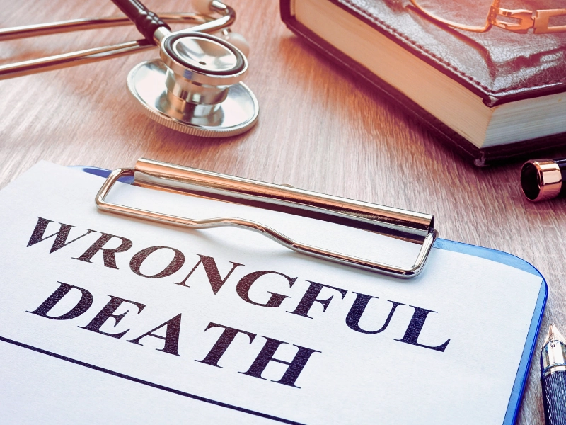 clipboard with Wrongful Death printed on paper