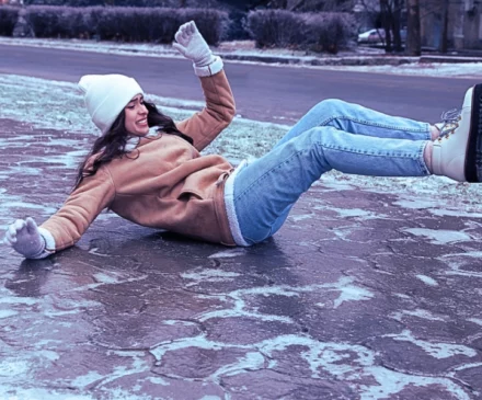 slipping on ice