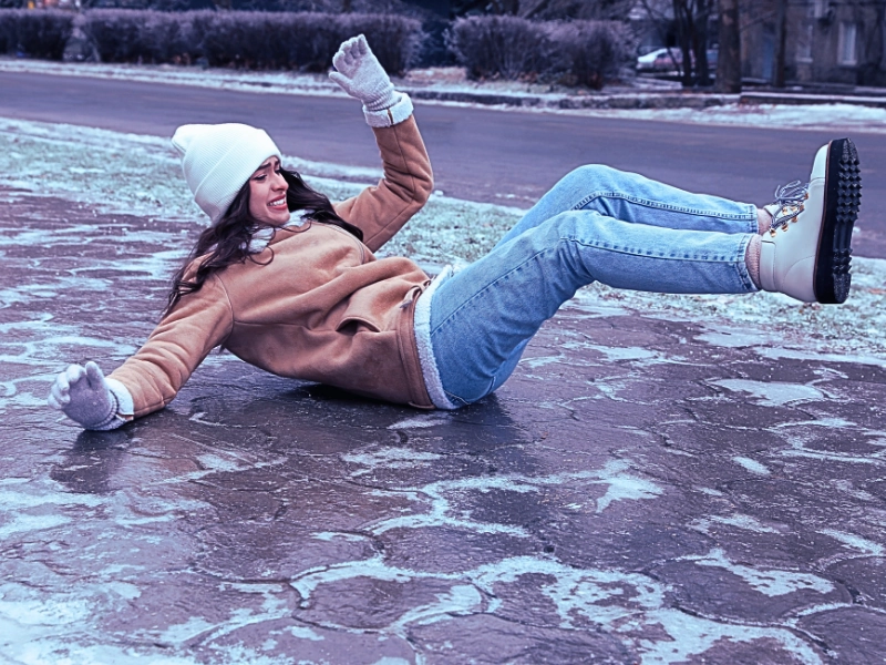 slipping on ice