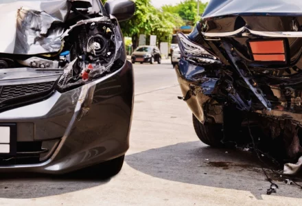 Car crash accident on street. work-related car accident
