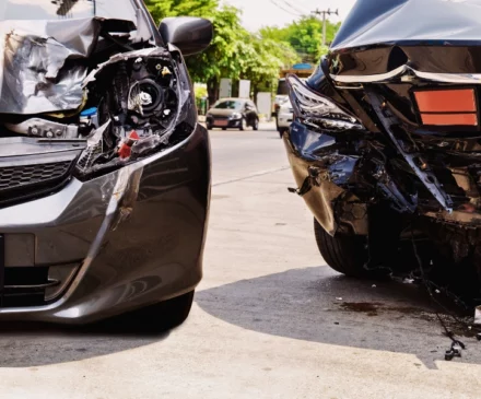 Car crash accident on street. work-related car accident