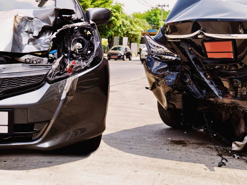 Car crash accident on street. work-related car accident