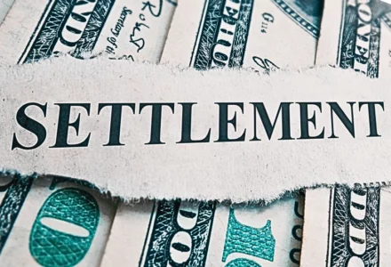 Settlement newspaper headline on money. Quick Settlement Offer