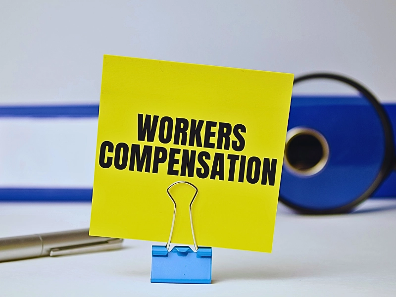 Workers compensation on yellow sticker and blue file folder. Workers’ Comp Claim with a Pre-Existing Injury