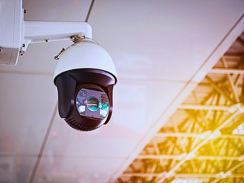 CCTV Camera hanging on the roof. Surveillance Footage in Illinois Injury Cases