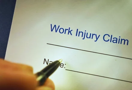 Close up of person signing a work injury claim. Independent contractors get workers' compensation
